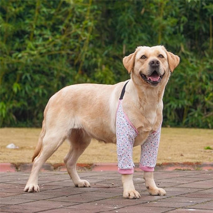 HDKUW Dog Elbow Protector for Calluses, Recovery Suit for Front Legs, Cone Collar Alternative to Stop Licking Wounds, Cover Sleeve for Small Medium Large Dogs - Floral XL