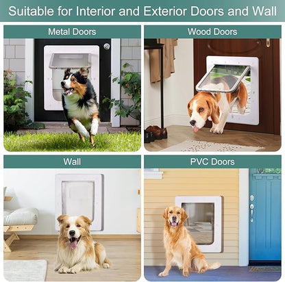 Plastic Dog Door , Weatherproof Pet Door for Petite to Medium Dogs, Cats or Other Pets, Upgraded and Thickened, 6" × 9" Opening Flap Size, Easy Installation
