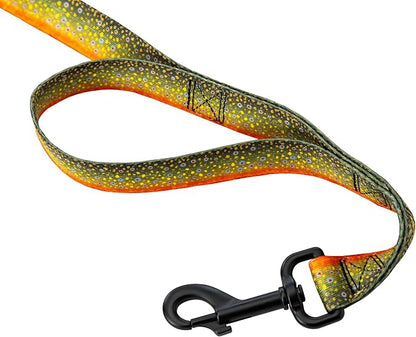 Wolfgang Heavy Duty Dog Leash, Pull-Tested for Walking & Training, BrookTrout Print, Dual Handle Large