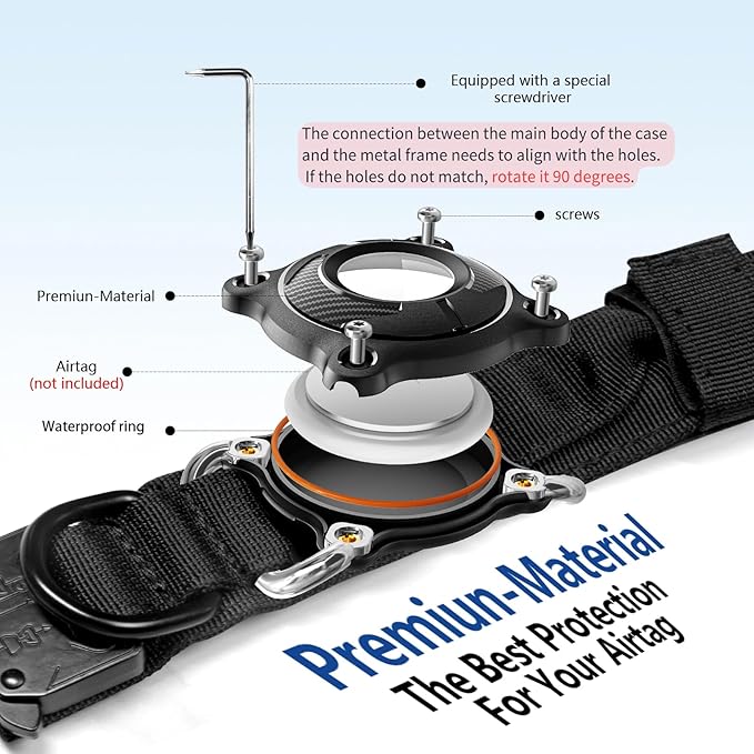 TAGHELP-AirTag Dog Collar with QR Code ID Tag, Tactical Military Reflective Adjustable Dog Collar with Holder Handle, for Large Medium Dogs, Durable Nylon with Metal Buckle (Yellow-M)