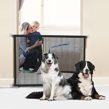 Dog Gate for Stairs Pet Gates for The House: Dogs Screen Mesh Gate for Doorways Stairways Indoor 29 inch Tall, 45 inch Wide, Fits Openings 40'' to 43'' Wide