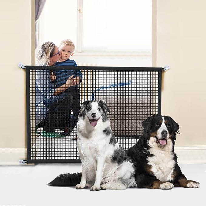 Dog Gate for Stairs Pet Gates for The House: Dogs Screen Mesh Gate for Doorways Stairways Indoor 29 inches Tall, 41 inch Wide, Fits Openings 36'' to 39'' Wide