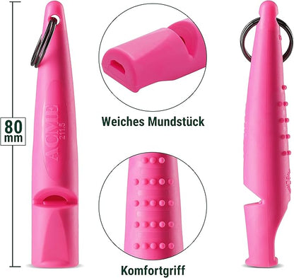 ACME Alpha 210.5 Professional Dog Training Whistle with Enhanced Ergonomic Grip. BPA-Free Plastic. 110 dBA. Standardized Frequency for Smaller Dogs. Weatherproof. Made in the UK (Day Glow Pink)