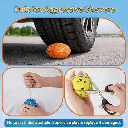 Kimee Dog Balls Tennis Ball for Aggressive Chewers, Dog Bouncy Balls Chew Toys Water Toy Fetch Ball for Large Medium Small Puppies, 3 Pack 3.15''