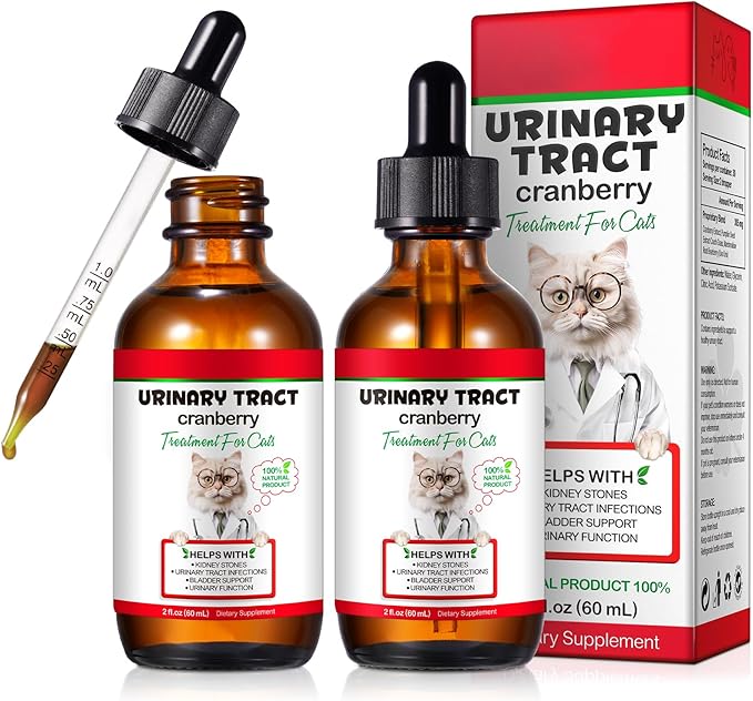 Feline Urinary Tract Health 2Pack, Cat UTI Remedy, Natural Herbal Supplement 4 fl oz, Supporting Regular Care for Urinary Health