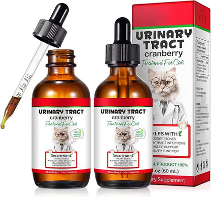 Feline Urinary Tract Health 2Pack, Cat UTI Remedy, Natural Herbal Supplement 4 fl oz, Supporting Regular Care for Urinary Health