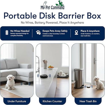 My Pet Command, Indoor Pet Barrier Adjustable Range, Static and Tone Correction, Hidden Fence for Dogs Containment Collar, Wireless Pet Gate Keeps Areas Off Limits, Rechargeable Collars 1 Collar kit