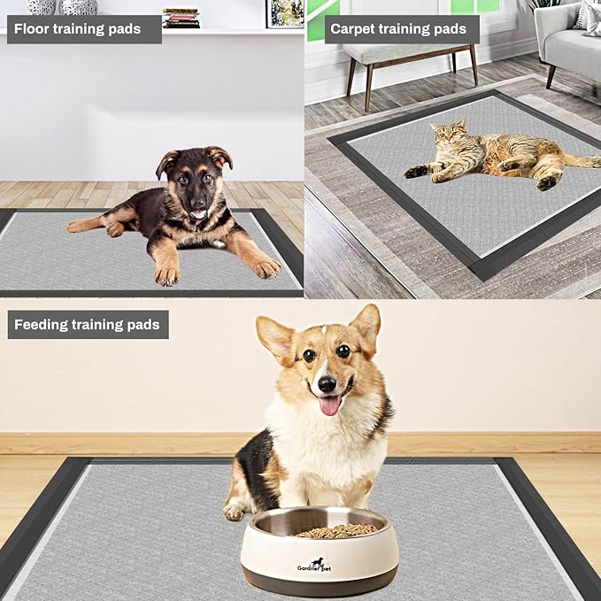 Charcoal Puppy Pads 27.6x33.5 Inches Extra Large Dog Pee Pads Odor-Control & Leak-Proof Disposable Pet Training Black New Edge-Wrapping Thicken Potty Pad for Dogs, Cats, Rabbits (30 Pieces)