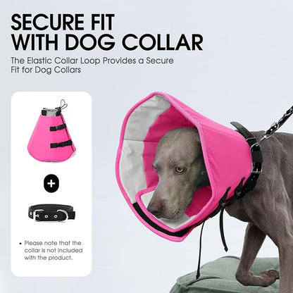 SUNFURA Soft Dog Cone, Adjustable Dog Cone Collar Alternative for Large Dogs, Comfy Pet Cones for Dogs to Stop Licking, Protective E-Collar After Surgery for Wound Healing, Pink XL