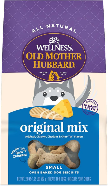 Wellness Old Mother Hubbard Classic Original Mix Dog Biscuits, Natural Training Treats, 4 Flavors, Small Size, 20 oz Bag