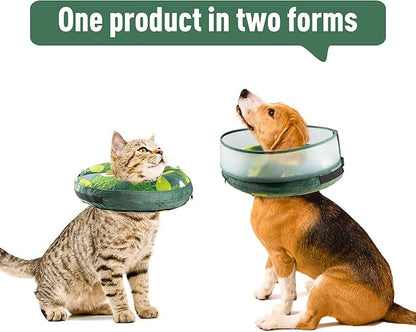 Inflatable Dog Cone, Soft Dog Cone Collar After Surgery for Alternative with Enhanced Anti-Licking Guard Shield Adjustable Detachable, Elizabethan Collar (M, Avocado)