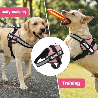 MUMUPET Service Dog Vest, No Pull Reflective Adjustable Harness with Handle, Soft Breathable Padding for Small Dogs, 2 Removable Velcro Patches (Pink, S)