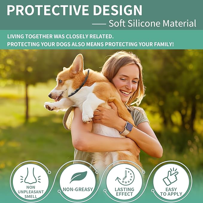 Puyrzoe 4 PCS Flea and Tick Collar for Dogs, 32 Months Protection Waterproof & Adjustable Dog Treatment Collar, Flea and Tick Prevention for Dogs & Puppies (Black)