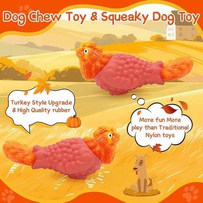 WinTour Tough Dog Toys for Aggressive Chewers, Dog Chew Toys for Large Dogs, Turkey Indestructible Squeaky Dogs Toy to Keep Them Busy