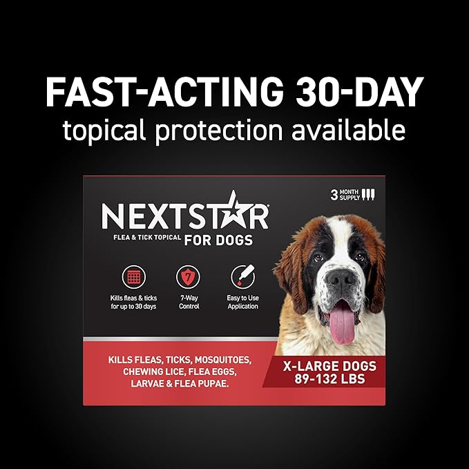 NEXTSTAR Flea and Tick Prevention for Dogs, Repellent & Control, Fast Acting Waterproof Topical Drops, Extra-Large Dog Flea & Tick Control, 1 Monthly Dose