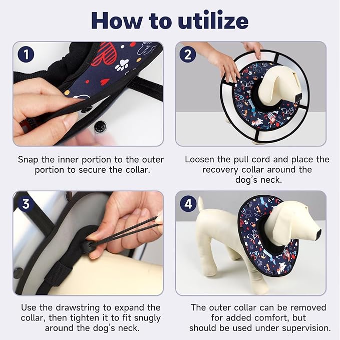 Paw Legend Soft Dog Cone Collar for Dogs After Surgery Pet Recovery Collar for Small Medium Short-Nosed Cats Lightweight Comfy Cone Alternative to Stop Licking, L