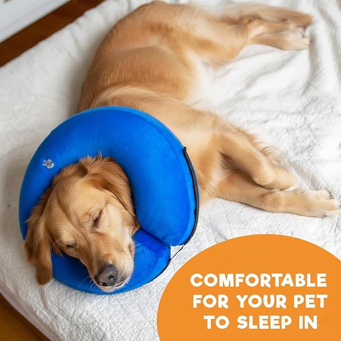 Inflatable Dog Cone Collar Alternative, Soft Dog Cone for Medium Large Dogs and Cats,Pet Neck Recovery ECollar Donut Collar After Surgery (Blue, M2)