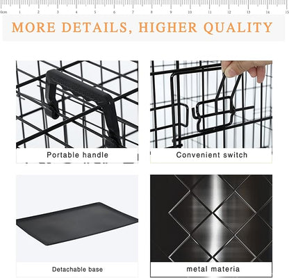 Dopinmin Large Dog Crate 42 Inches Double Door Pet Crate Folding Metal Wire Dog Cage with Divider Panel Leak-Proof Plastic Pan Indoor Outdoor Pet Crates for Medium and Large Breed Pet Animals Black