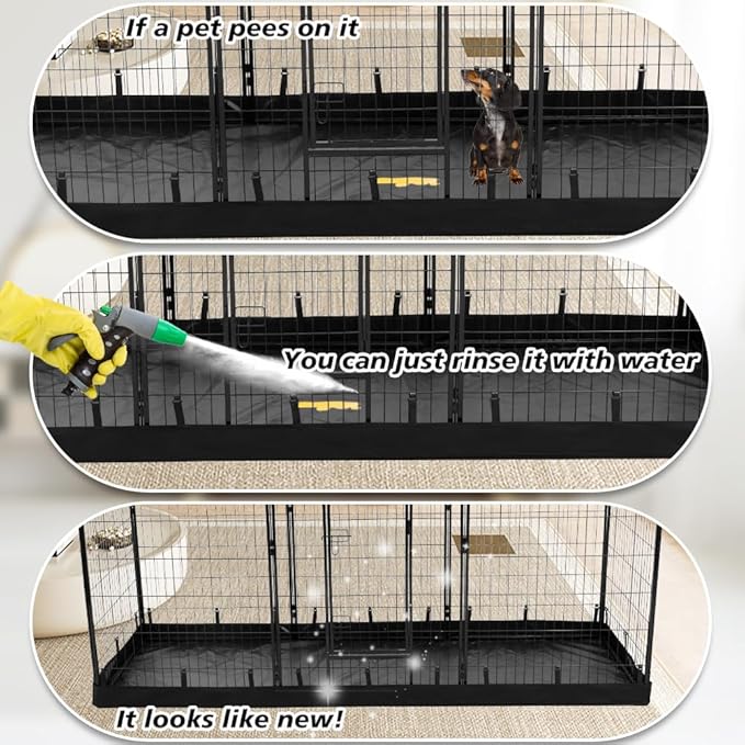 PJYuCien Rectangle Dog Playpen Pad - 32"x96" Size, Fits 8 Panels, 600D Oxford Cloth, Waterproof (Bottom Pad Only)