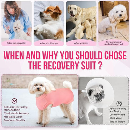 Lukovee Recovery Suit for Dogs, Onesie Surgery Recovery Suit for Female Male Dogs, Abdominal Wounds Cone E-Collar Alternative Prevent Licking Spay Recovery Suit (Peach,XL)