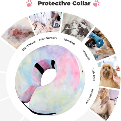 Inflatable Dog Cone Collar for Dogs and Cats, Dog Neck Collar Recovery E Collar Alternative After Surgery, Elizabethan Collar Alternatives for Dogs Recovery (Pink Blue, XL)