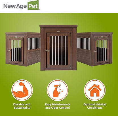 New Age Pet ECOFLEX InnPlace Dog Crate & End Table, Indoor Furniture Style Pet Kennel for Small, Medium, Large & XL Dogs, Durable Composite, Russet Brown, Medium