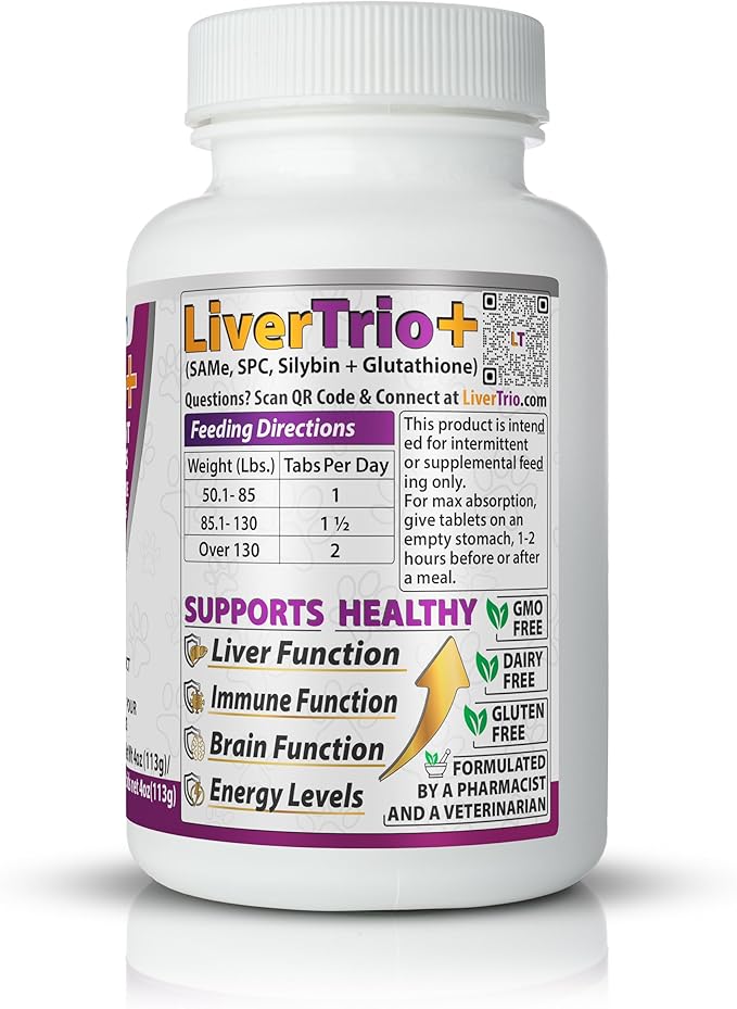 Comprehensive Liver Support Supplement for Large Dogs. Flavorful Chewable Tablets Combining Same, SPC, Silybin A+B, + Glutathione 30Ct (Large)