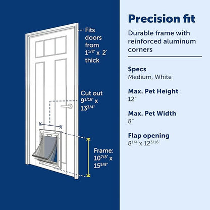PetSafe Extreme Weather Aluminum Pet Door - Energy-Saving Thermal Barrier Pet Flap with Slide-in Door Locking & Secure Flap Cover - for Dogs Up to 40 Lb - Medium