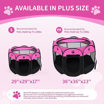 Pet Cat Playpen for Indoor Cats Enclosed, Portable Foldable Dog Playpen Outdoor with Zipper Top Cover Door for Dogs, Cats, Small Animals