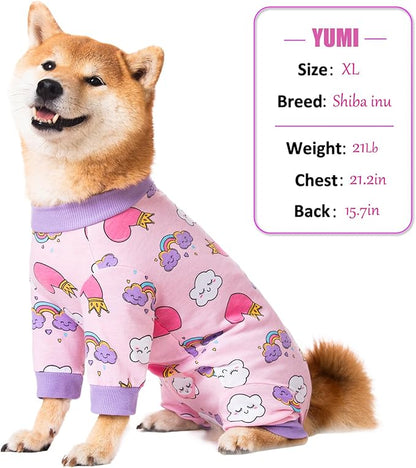 Dog Recovery Suit for Small Medium Large Dogs, Pet Onesie After Surgery Comfort Dog Bodysuit Anti Licking (Medium, Pink Heart)