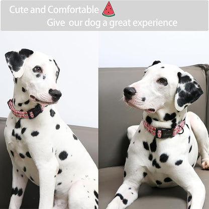 ARING PET Summer Dog Collar - Cute Watermelon Pattern for Small to Large Dogs, Adjustable Soft Cotton Girl Collars