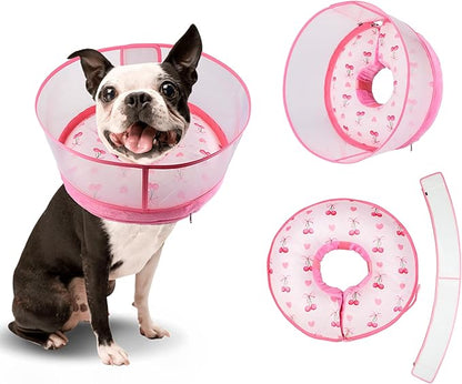 Inflatable Recovery Dog Cone Collar for Large Medium Dogs After Surgery, Soft Dog Donut Collar Adjustable Recovery Bone for Pets, Prevent from Biting & Scratching（Pink M）
