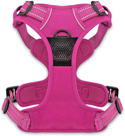 Voyager Dog Harness Dual Leash Attachment No-Pull Control Adjustable Soft but Strong Pet Harness for Medium and Large Dogs with 3M Reflective Technology, Fuchsia Nylon, XS (Chest: 13-16")