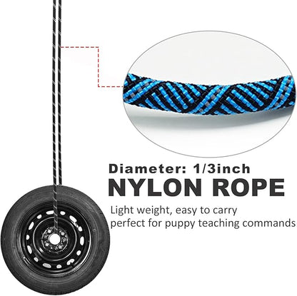 12FT Long Slip Lead Leash, 20ft 30ft 50ft Reflective Rope Training Lead Anti-Choking for Medium Dogs Small Puppy Pets Behavior Active Playing (Blue)