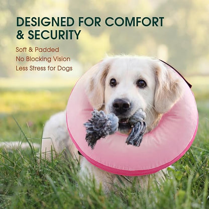 Kuoser Inflatable Dog Cone Collar, Soft Dog Cone Alternative After Surgery, Dogs Donut Collar to Stop Licking, Inflatable Doggie Neck Pillow,Comfortable Recovery E-Collar for Small Medium Large Dogs,M