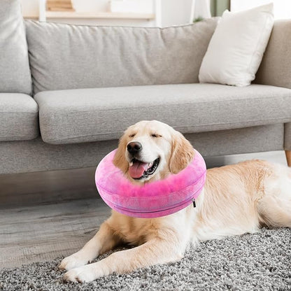Dog Cone, Uadonile Inflatable Cone Collar for Dogs and Cats, Dog Neck Collar Recovery E-Collar Alternative After Surgery, Elizabethan Collar for Dogs Recovery(Tie-dye Rose Purple, XL)