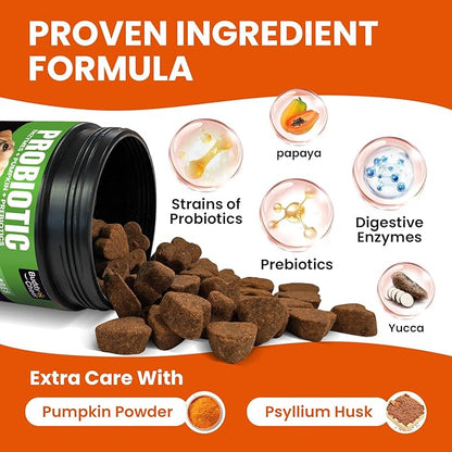 Probiotics for Dogs - Dog Probiotics with 5 Enzymes & 4 Prebiotics for Itchy Skin, Pet Probiotics lab for Digestion & Gut Support, Helps Diarrhea, Yeast Infection, Allergies & Immune System -180 Chews
