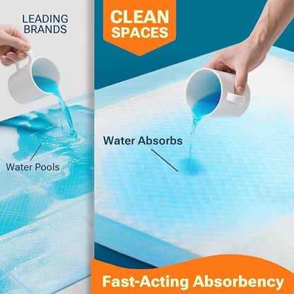 Clean Spaces 100 Count Super Absorbency Puppy Pads 22"x 22", Leakproof Quick Drying Dog Training Pee Pads, Puppy Pee Pads, Disposable Underpads Changing Pads for Baby, Puppy and Adults