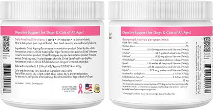 Wholistic Pet Organics Daily Cat & Dog Probiotics for Digestive Health, Anti Diarrhea & Gut Support - Probiotics for Dogs with Digestive Enzymes & Prebiotic Fiber - Cat Probiotic - 4 Oz - 113 Scoops