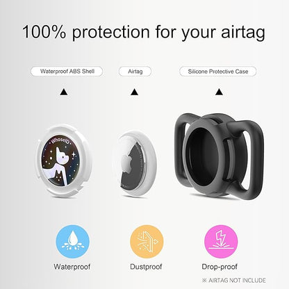 Waterproof Dog Collar Holder, Silicone & ABS Holder for Dog & Cat Collars, Ultra-Durable, Lightweight and Protective Case (Black&Black-1, Regular)