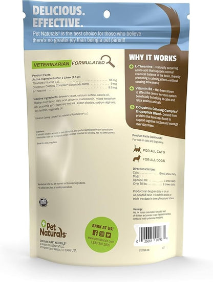 Pet Naturals Calming Chews for Dogs and Cats, Anxiety Relief with Gentle Ingredients for Thunder, Fireworks, Travel, Grooming, Value Size Calming Pet Treats, Chicken Flavor, 160 Count
