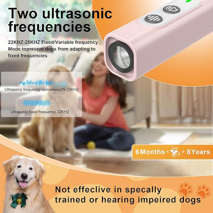 Anti Barking Device for Dogs - Dog Bark Deterrent Devices for Stopping Bad Dog Behavior - Ultrasonic Dog Bark Deterrent, Refuse to Shout and Slap - Best Anti Barking Device Rechargeable（Pink）