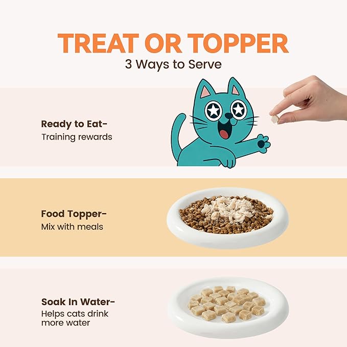 Freeze Dried Chicken Cat Treats, 4 oz, Single Ingredient Healthy Cat Food Toppers for Picky Cats, High Protein Snacks