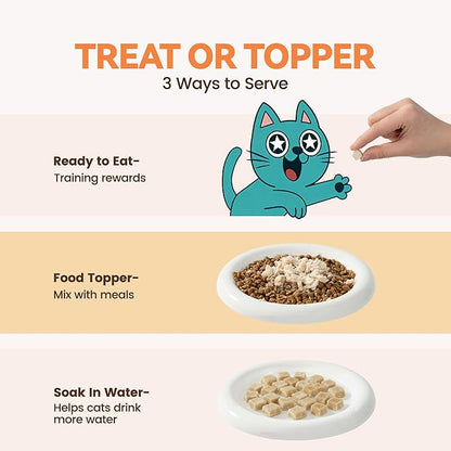 Freeze Dried Chicken Cat Treats, 4 oz, Single Ingredient Healthy Cat Food Toppers for Picky Cats, High Protein Snacks