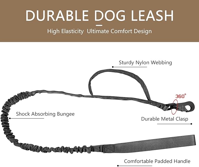 DAGANXI Tactical Dog Collar Leash Set, Adjustable Military Training Nylon Dog Collar with Controll Handle and Heavy Metal Buckle for Medium and Large Dogs，with Patches and Airtags Case (M, Black-Set)