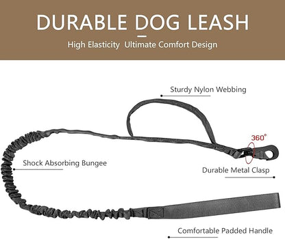 DAGANXI Tactical Dog Collar Leash Set, Adjustable Military Training Nylon Dog Collar with Controll Handle and Heavy Metal Buckle for Medium and Large Dogs，with Patches and Airtags Case (L, Black-Set)