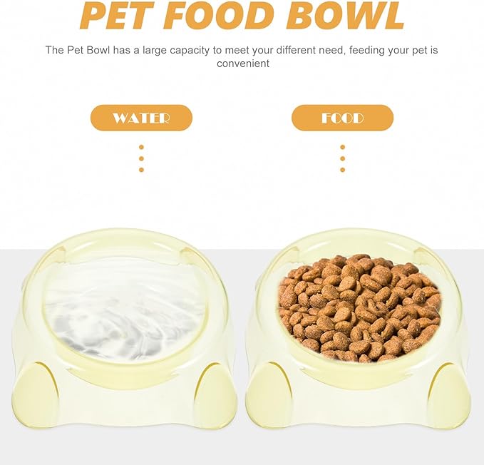 HEMOTON Pet Dog Bowl Large Yellow Crystal Food Container Puppy Feeding Dish Cage Feeder for Indoor Use