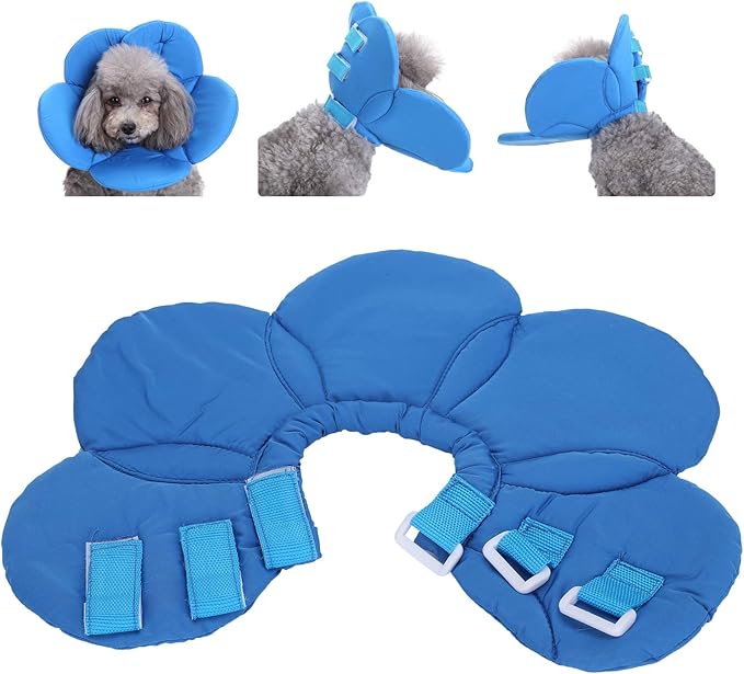Dog Cone Collar, Wound Healing Protective Cone Surgery Recovery Collars Dog Donut Collar After Surgery Elizabethan Collar for Dogs Adjustable Soft Neck Cone for Small Pet (L)