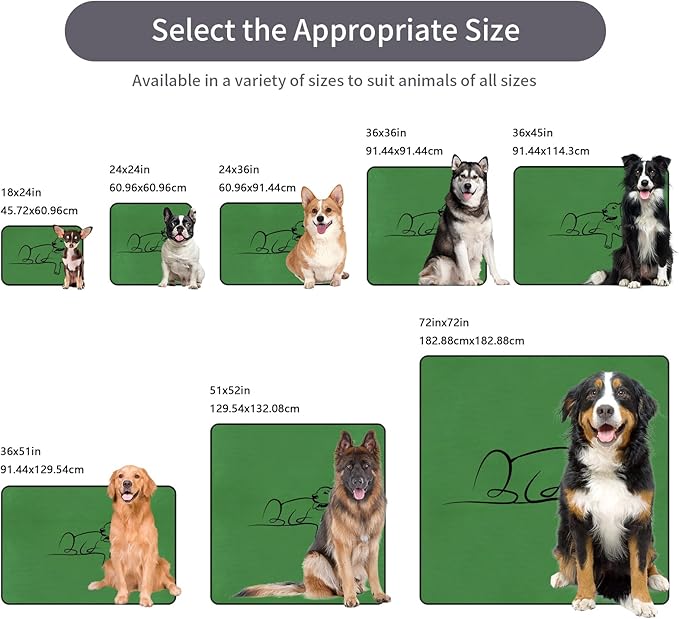 Washable Pee Pads for Dogs Reusable, 2 Pack 24"x36" Training Puppypads Absorbency Non-Slip & Leak-Proof for Pet Whelping Box Playpen Crate Sofa Bed Floors (Green)