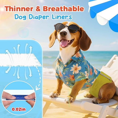 Dog Diaper Liners 150ct, Upgraded Ultra-Thin & Super Absorbent Dog Diapers Booster Pads for Male and Female Dogs, Disposable Doggy Diapers Inserts for Dog Belly Bands Wraps Period Panties (Regular)